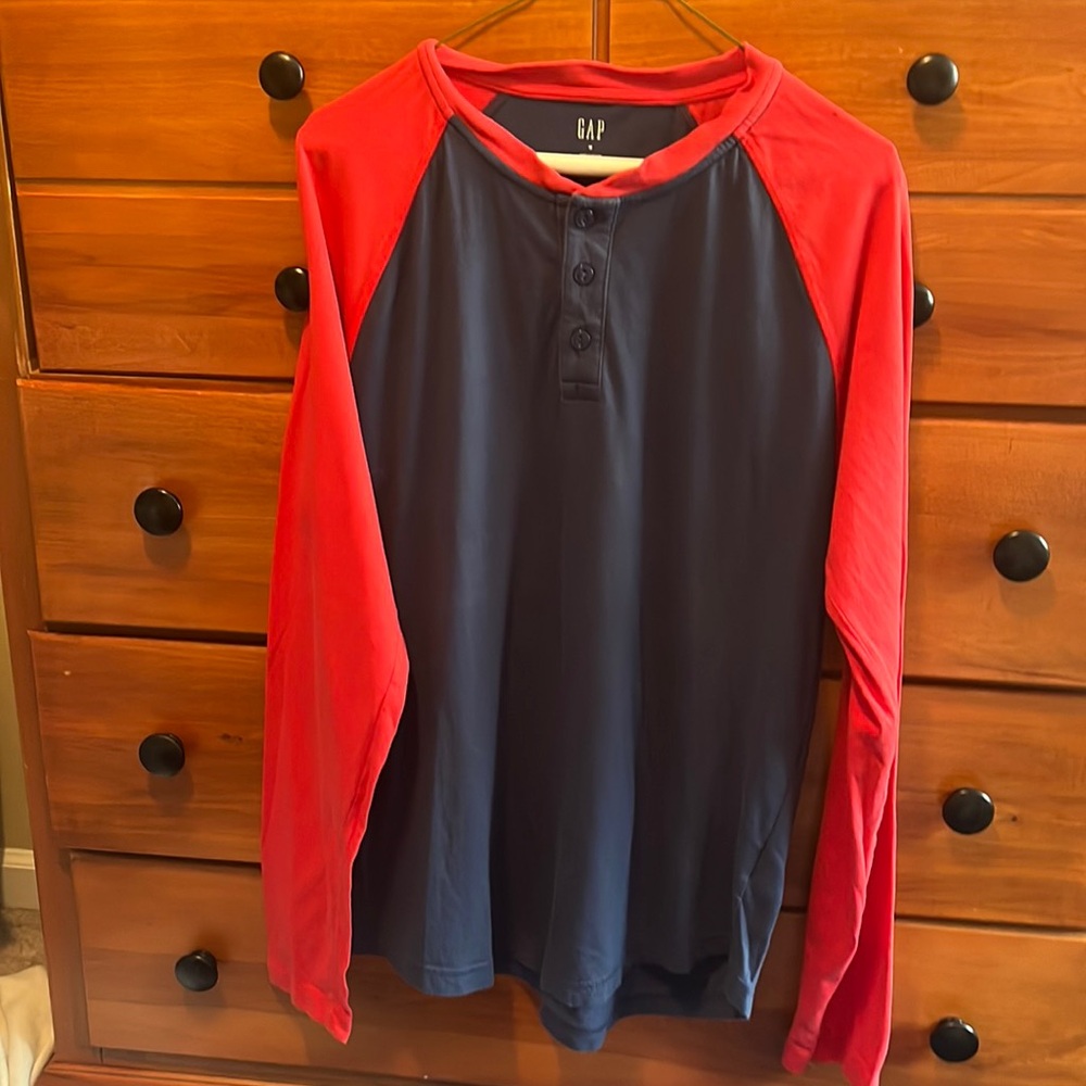 Mens Gap Long Sleeve Colorblock Henley